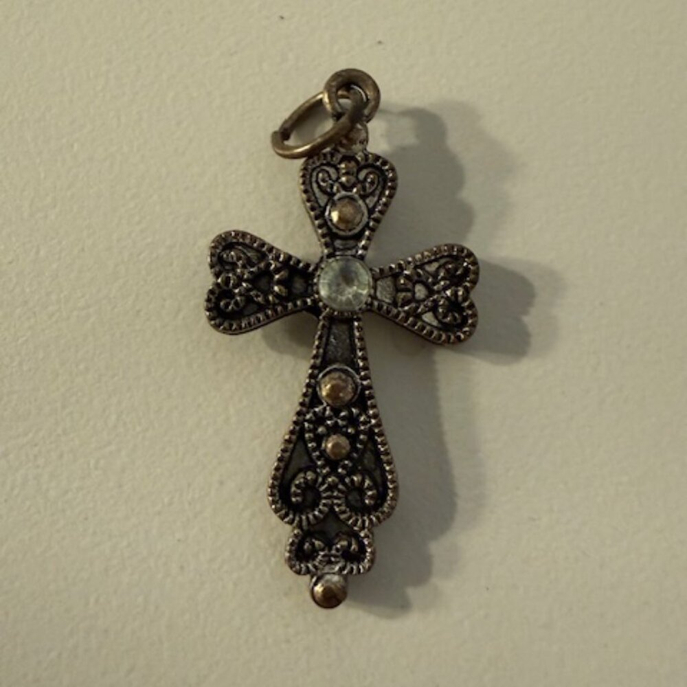 Antique-Look Rustic Cross Necklace Charm